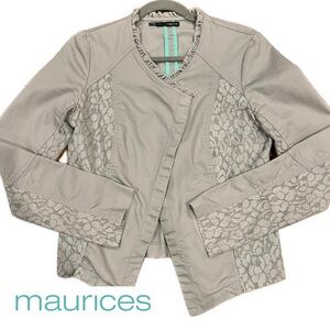 Maurices Gray Women's Jacket with Lace Accents